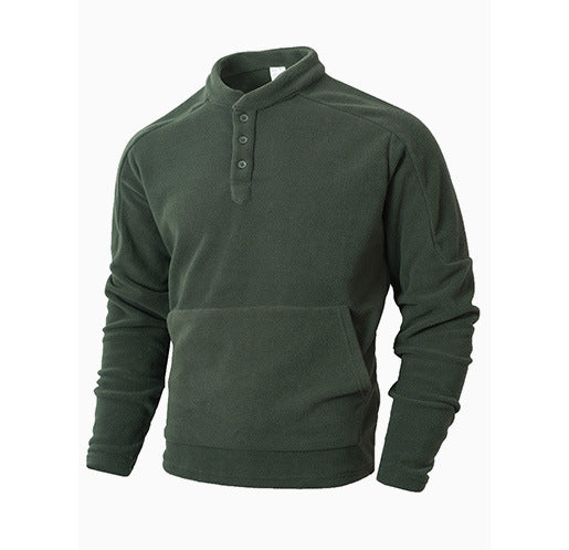 Herren Kuscheliger Fleece-Pullover mit Knopfleiste Echoarchiv