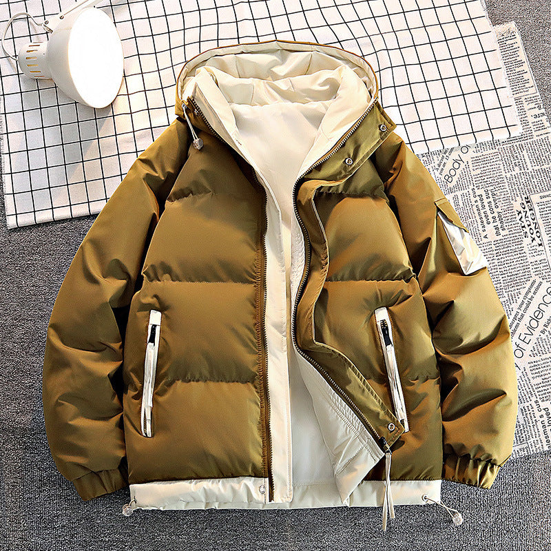 Herren  isolierte Kapuzen-Puff-Jacke in zwei Farben mit Reißverschluss-Utility-Taschen und verstellbarem Kordelsaum Echo Archiv