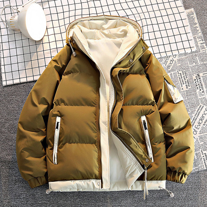 Männer's -isolierter Puffer-Hoodie-Winterjacke mit Kontrastfutter und Utility-Reißverschlusstaschen Echo Archiv