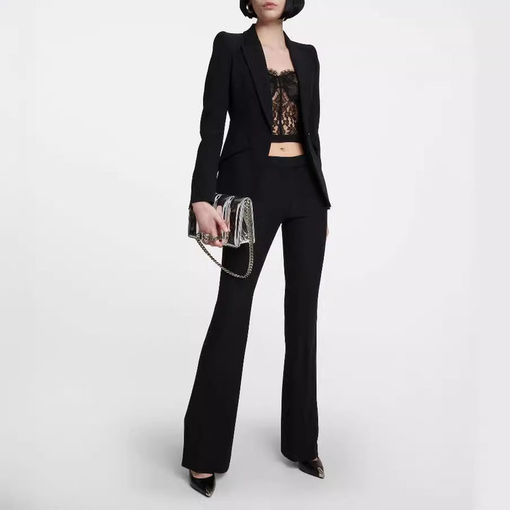 Damen Maßgeschneiderter Einreihiger Blazer mit skulpturierter Schulter und tailliertem Cut Echoarchiv