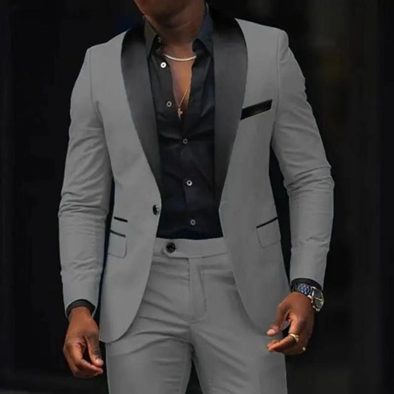 Herren nan schmal geschnittener Smokinganzug mit Satinrevers und Slim-Fit-Hose Echo Archiv