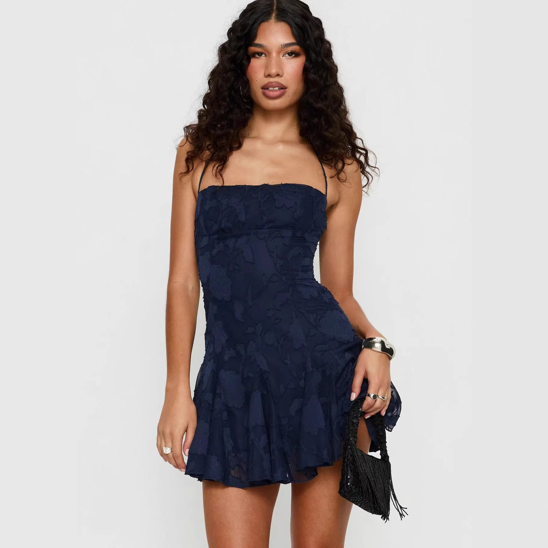 Damen Minikleid mit floralen Details und schwingendem Rock Echo Archiv