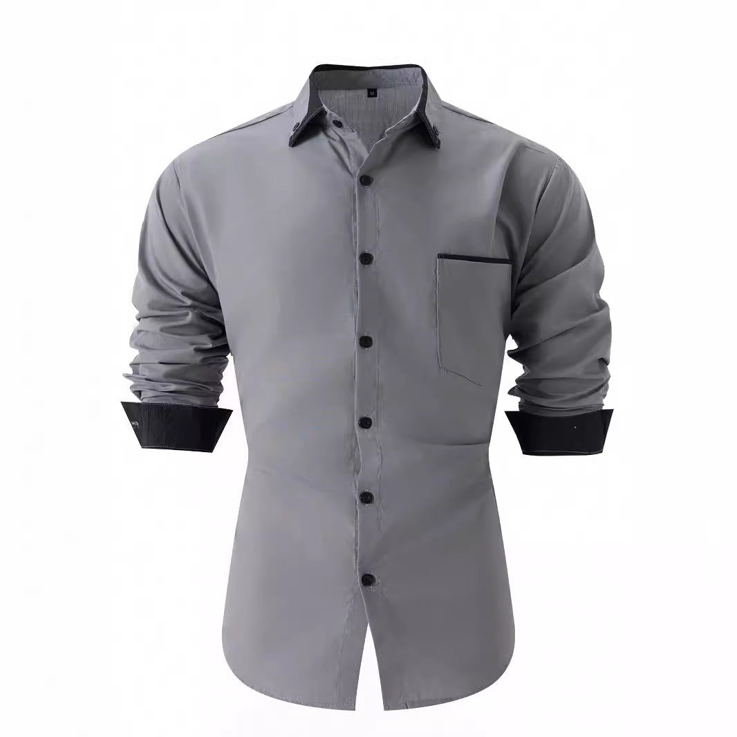 Herren Langarm Hemd mit kontrastierenden Details Echoarchiv