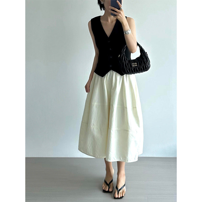 Damen Eleganter, weit geschnittener Midirock Echoarchiv
