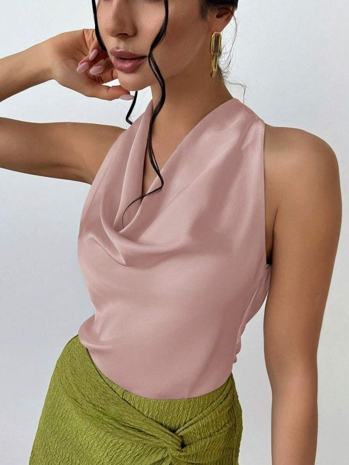 Damen Elegantes Satinoberteil mit schickem Wasserfall-Ausschnitt Echo Archiv