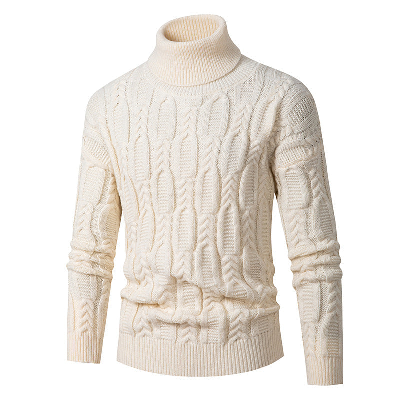 Herren Hochwertiger Rollkragenpullover mit Strukturmuster Echoarchiv