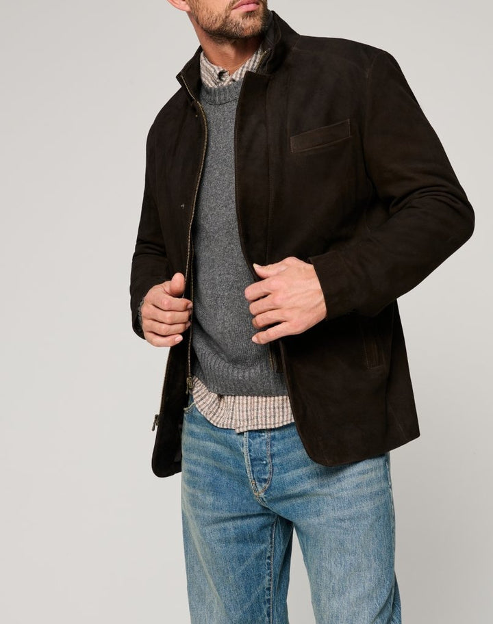 Herren Wildlederjacke mit modernem Schnitt und praktischen Taschen Echoarchiv