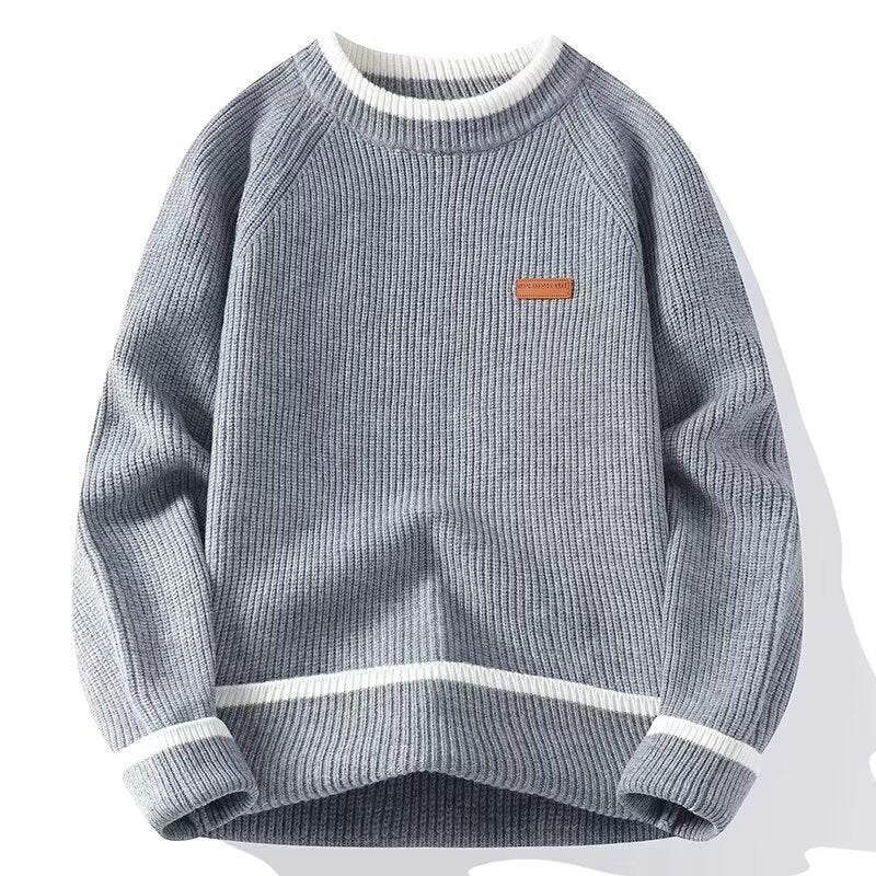 Herren Modischer Grobstrickpullover mit Rundhalsausschnitt Echoarchiv
