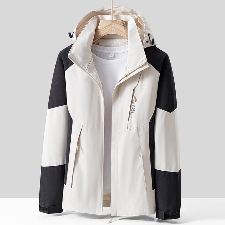 Unisex Atmungsaktive Softshell-Outdoorjacke im Colorblock-Design mit regulierbarer Kapuze und verdecktem Zweiwege-Reißverschluss Echo Archiv