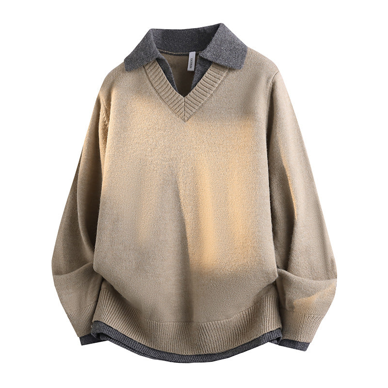 Herren Klassischer Grobstrickpullover mit V-Ausschnitt – Norvane