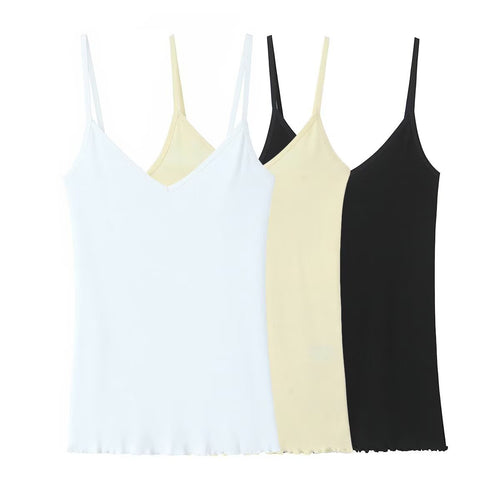 Damen Spaghettiträgeroberteil mit elegantem V-Ausschnitt und softer Textur Echo Archiv