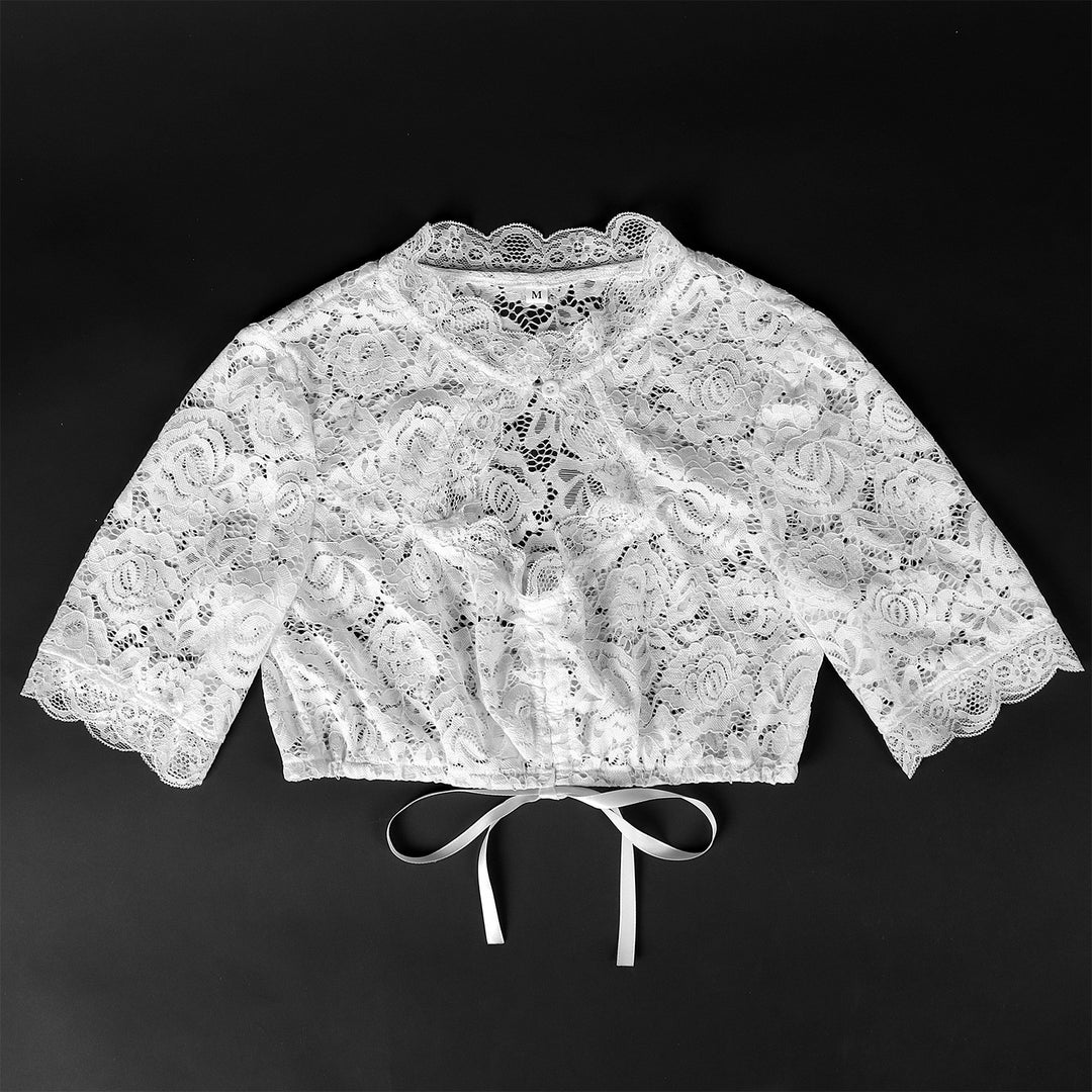 Damen nan Spitzenbolero kurz mit Stehkragen und Bindeband Echo Archiv