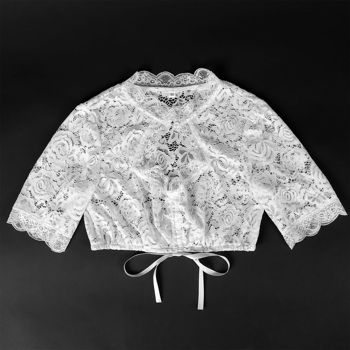 Damen nan Spitzenbolero kurz mit Stehkragen und Bindeband Echo Archiv