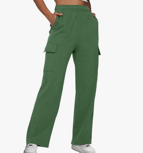 Damen nan lässige Cargo-Freizeithose mit weitem Bein elastischem Bund und aufgesetzten Taschen Echo Archiv