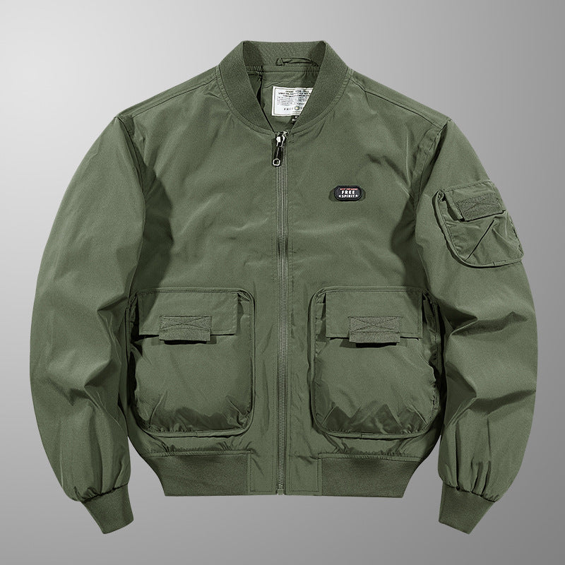 Herren  leichte matte Nylon Flug Bomberjacke mit übergroßen Klappen-Pattentaschen Echo Archiv