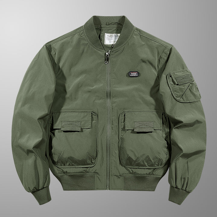 Herren  leichte matte Nylon Flug Bomberjacke mit übergroßen Klappen-Pattentaschen Echo Archiv