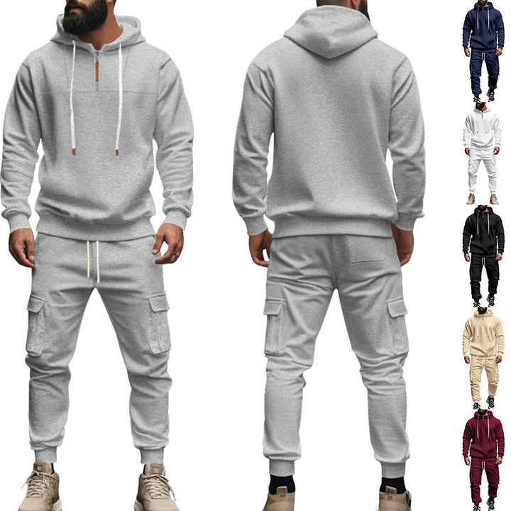 Herren nan Cargo-Jogginganzug mit Halbzip-Kapuzenpullover und tapered Cargohose Echo Archiv