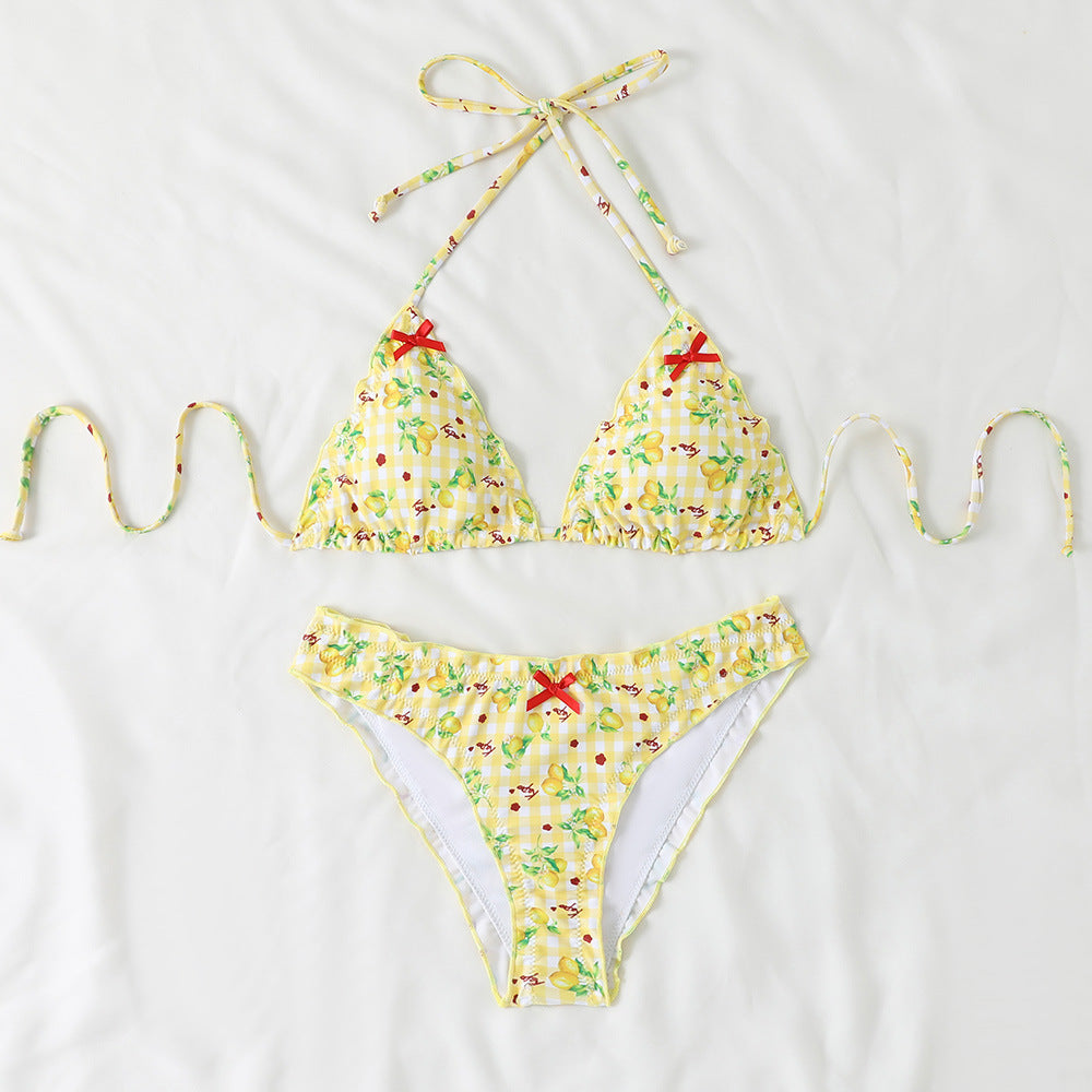 Damen Triangel-Bikini mit floralem Muster und Rüschendetails Echo Archiv
