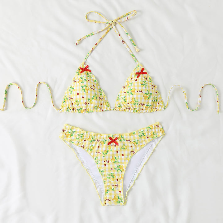 Damen Triangel-Bikini mit floralem Muster und Rüschendetails Echo Archiv