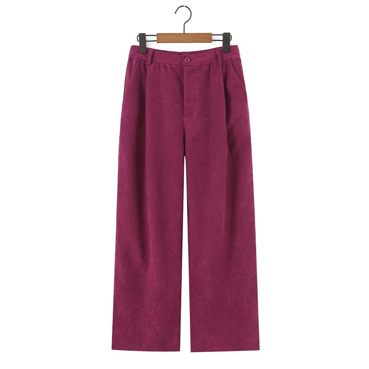 Damen Hochtaillierte Cordhose mit weitem Bein und Bundfalten Echo Archiv
