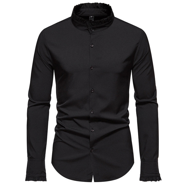 Herren Elegantes Langarmhemd mit Rüschendetails Echoarchiv
