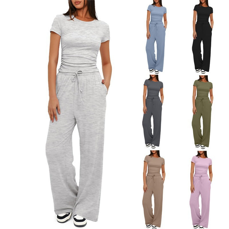 Damen Lässiges Lounge-Set mit weitem Oberteil und bequemen Hosen Echo Archiv