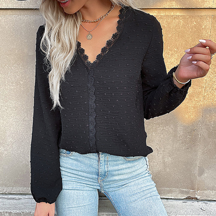 Damen Elegante Bluse mit Rüschendetails und Spitzenakzent Echo Archiv