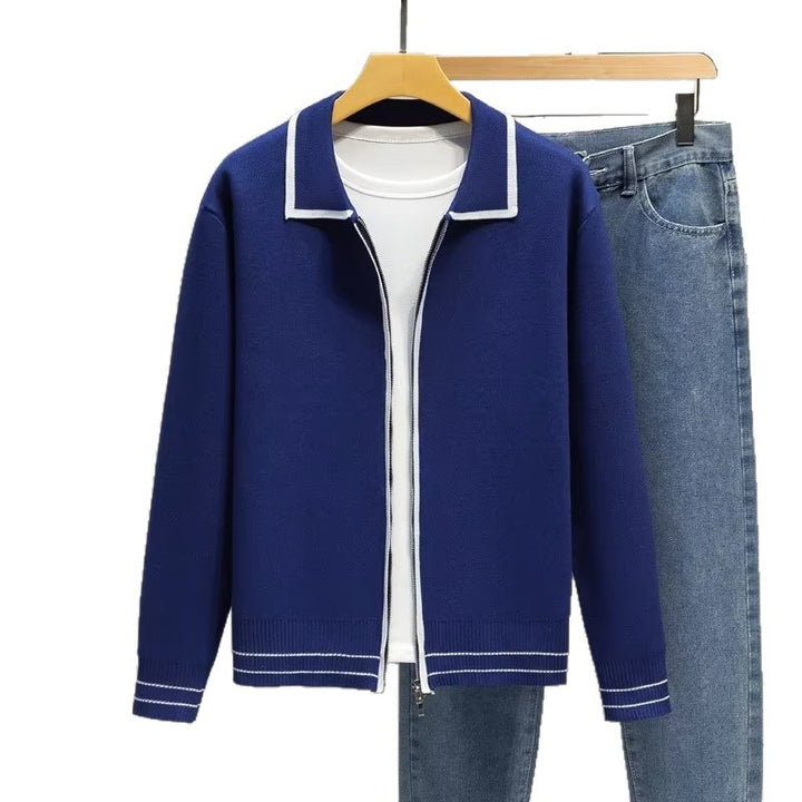 Damen Modische Strickjacke mit Reißverschluss und Kontrastdetails Echoarchiv
