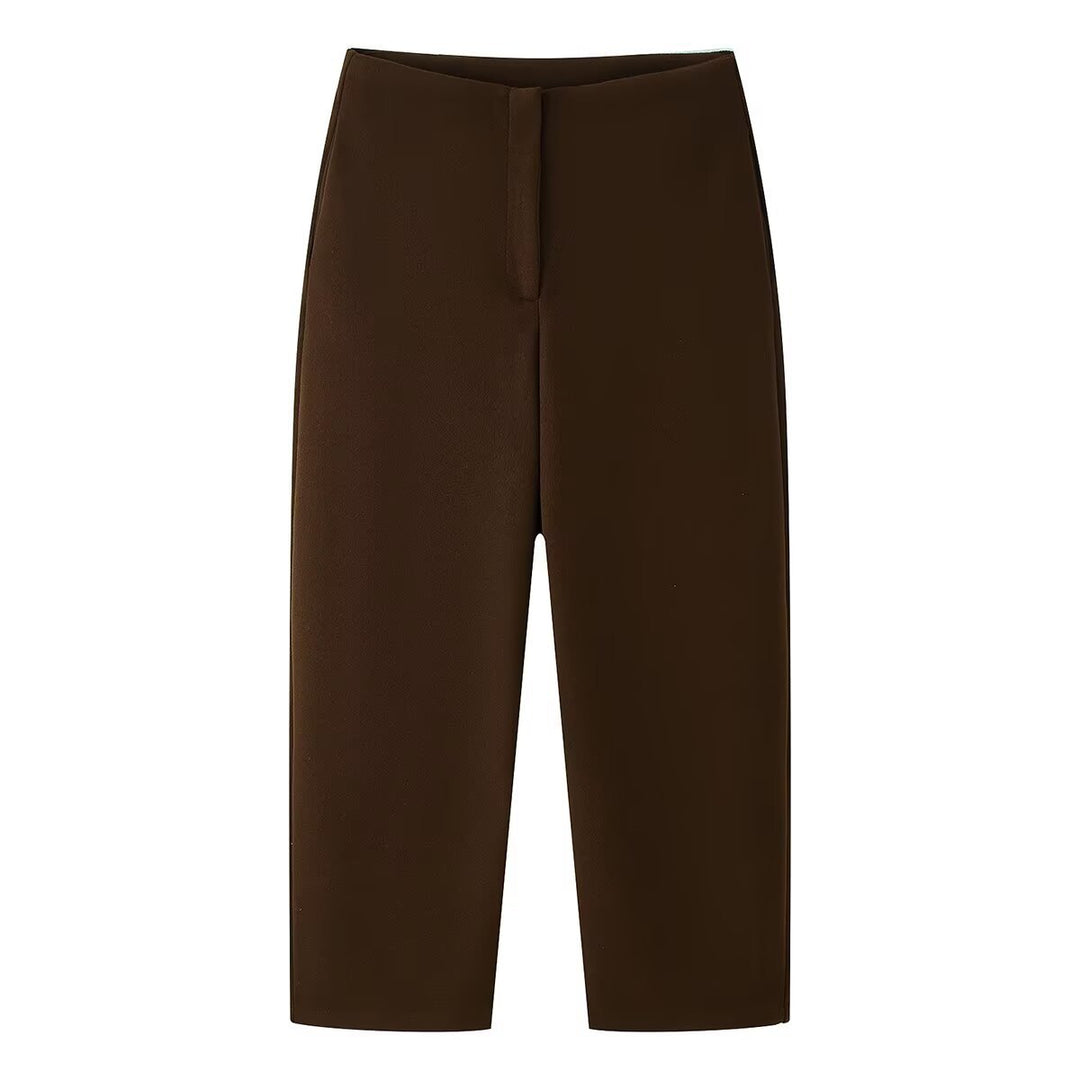 Damen Hochtaillierte Culotte-Hose mit geradem Bein und verdecktem Verschluss Echoarchiv