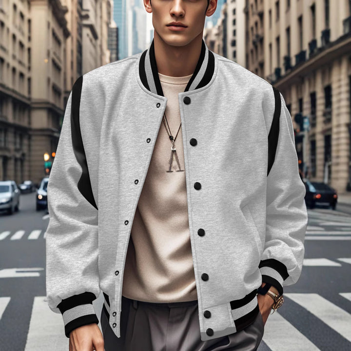 Herren nan leichte Collegejacke im Varsity-Look mit Druckknopfverschluss Rippbündchen und Kontrast-Schulterbesatz Echo Archiv