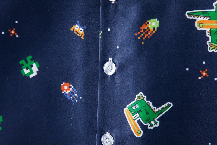 Herren Kurzarmhemd mit kreativem Retro-Spielmotiv Echoarchiv