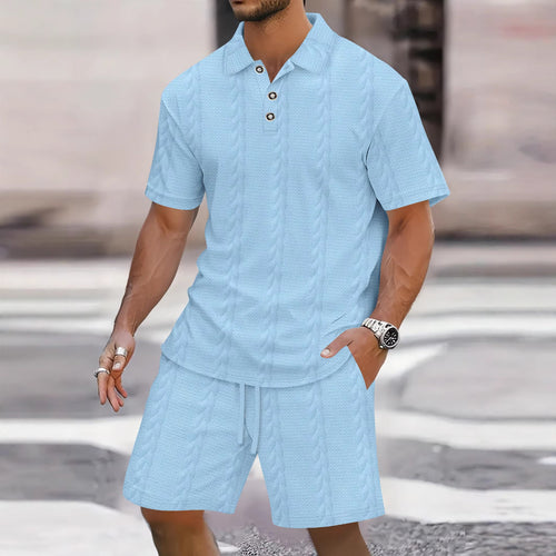 Herren Freizeit-Set mit strukturiertem Poloshirt und Shorts Echoarchiv