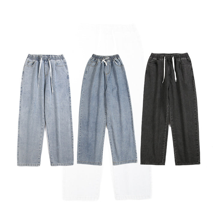 Herren Locker-sitzende Denim-Hose mit elastischem Tunnelzugbund und weitem Bein Echo Archiv
