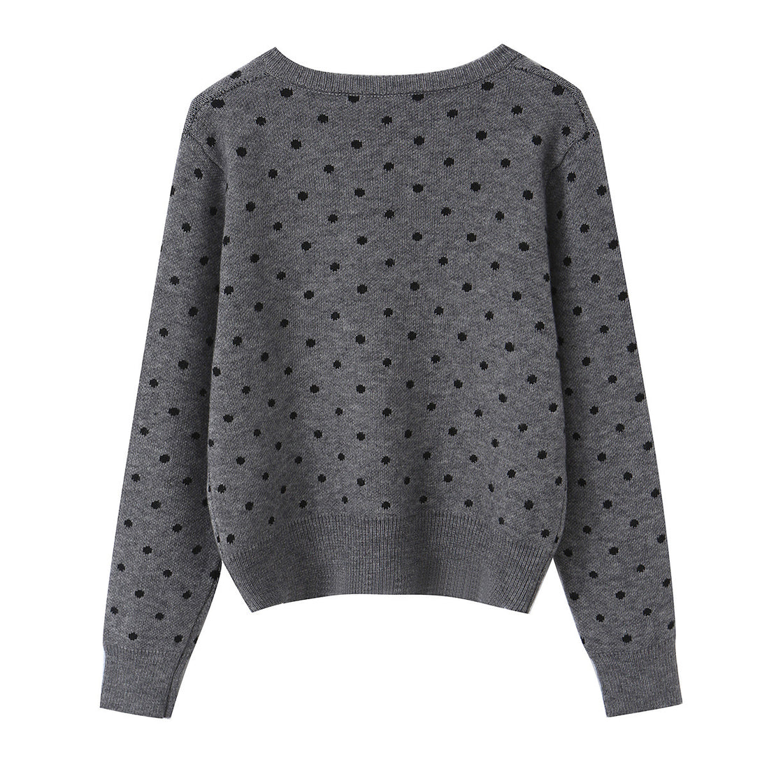 Damen Cropped Strickjacke mit Rundhalsausschnitt und Punktstruktur Echoarchiv