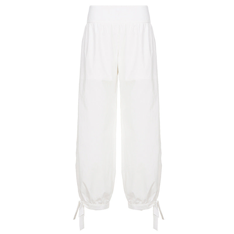 Damen weite Baumwollhose mit elastischem Bund und verstellbaren Bindebändern Echo Archiv