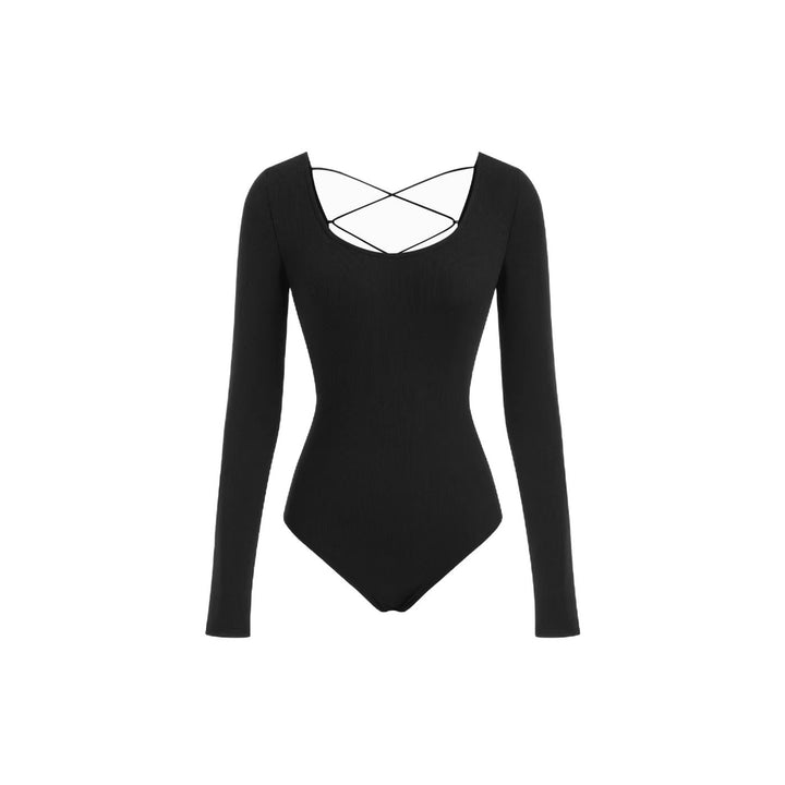Damen Tailliertes Rippfeinstrick-Longsleeve mit weitem U-Boot-Ausschnitt – Avérine