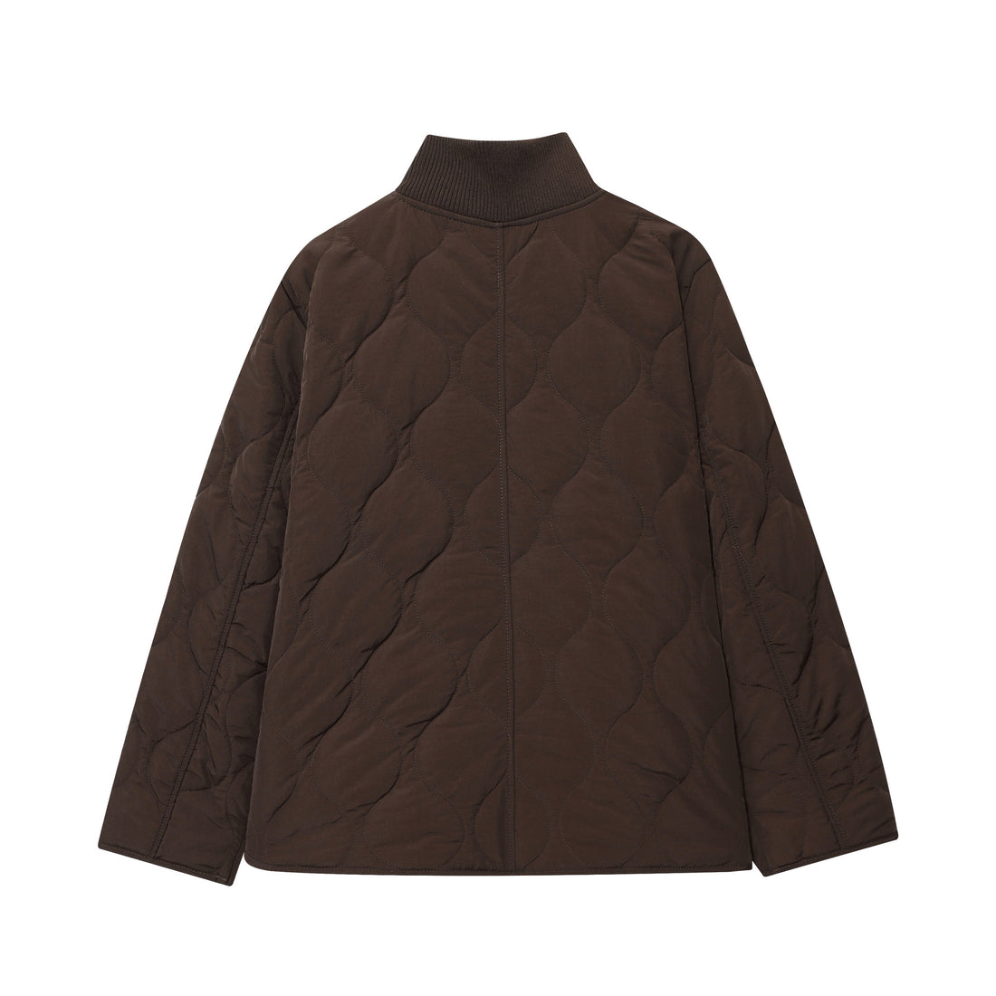 Damen leichte Steppjacke mit runder Steppung, hohem Rippkragen und aufgesetzten Klappentaschen – Célinea