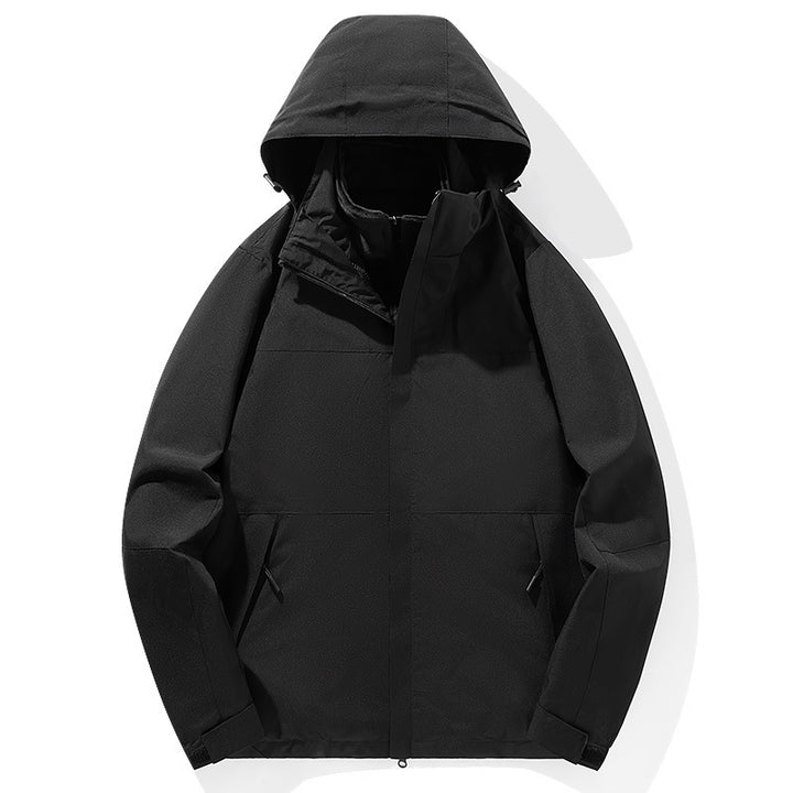 Herren Zwei-Lagen Softshell Trekkingjacke mit fester integrierter Kapuze und fleecegefüttertem Kragen – Taviero