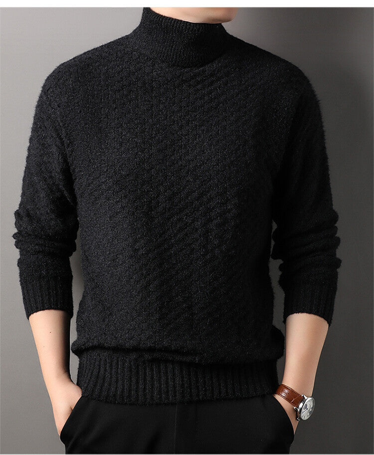 Herren Strickpullover mit hohem Kragen und strukturiertem Design Echoarchiv
