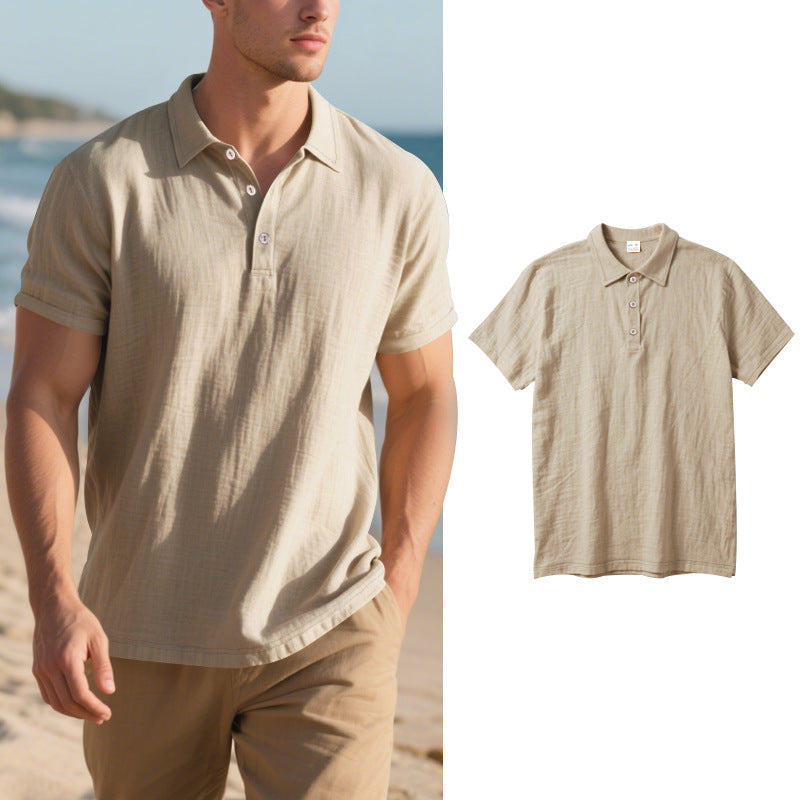 Herren Kurzarm Poloshirt mit luftiger Baumwollstruktur und klassischem Kragen Echoarchiv