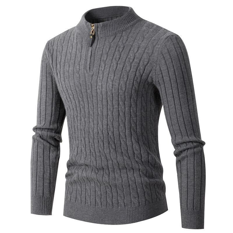 Herren Strickpullover mit Reißverschluss und strukturierter Rippoptik Echoarchiv