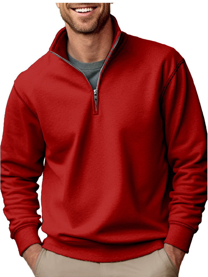 Herren Halbzip-Sweatshirt mit Stehkragen und weichem Fleece-Innenfutter – Cavarno
