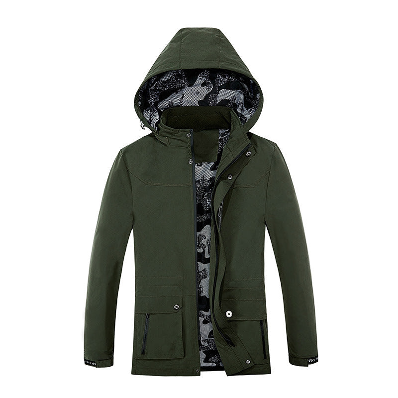 Herren leichter Fieldparka mit Kapuze camouflage-gepolsterter Innenverkleidung und Multifunktions-Taschen – Taviero