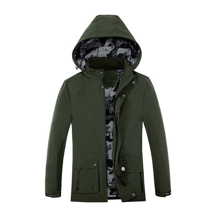 Herren leichter Fieldparka mit Kapuze camouflage-gepolsterter Innenverkleidung und Multifunktions-Taschen – Taviero
