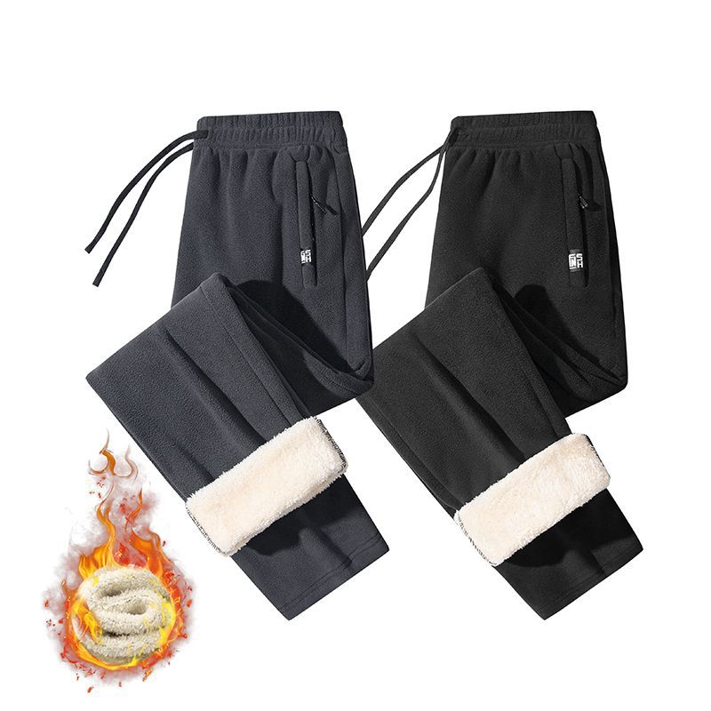 Herren wärmende Mikrofleece-Hosen mit vollständiger Sherpa-Fütterung, elastischem Komfortbund und Reißverschlusstaschen – Sorevano