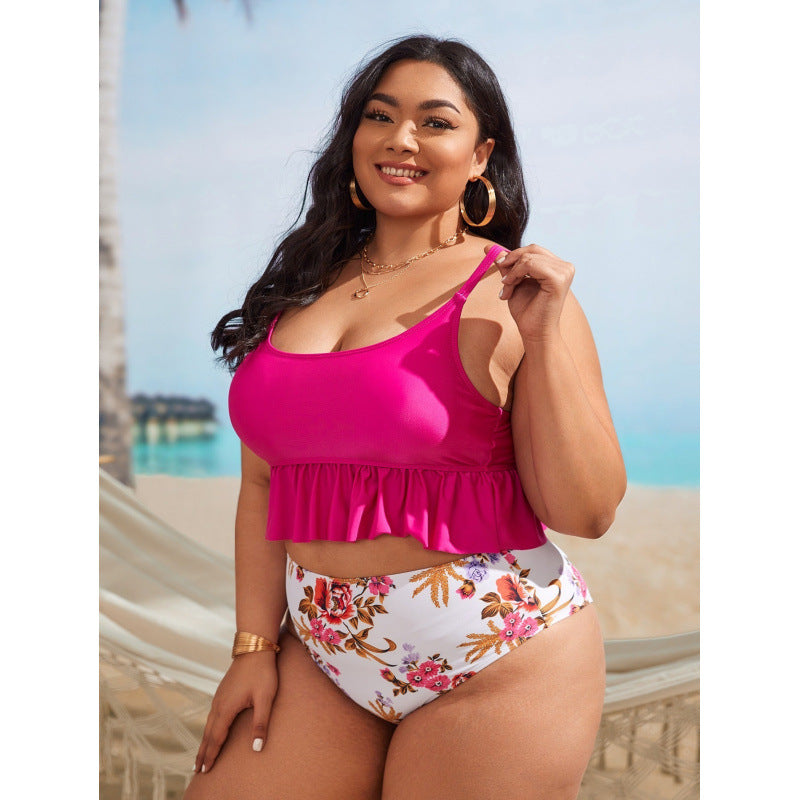 Damen Bikini-Set mit voluminösem Rüschendesign und floralem High-Waist-Slip Echo Archiv