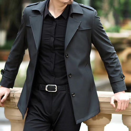 Herren modische Übergangsjacke mit hohem Kragen und elegantem Knopfdesign Echoarchiv