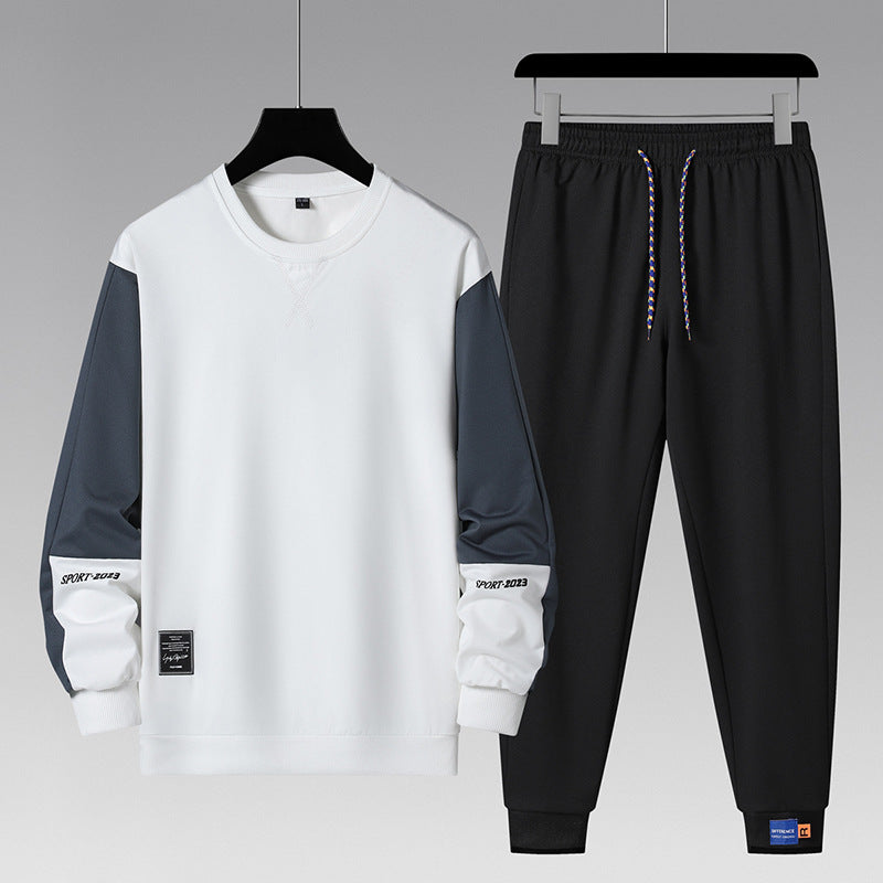 Herren sportliches Jogginganzug-Set mit kontrastärmeln, elastischem Bund und atmungsaktivem Sweatshirt Echoarchiv