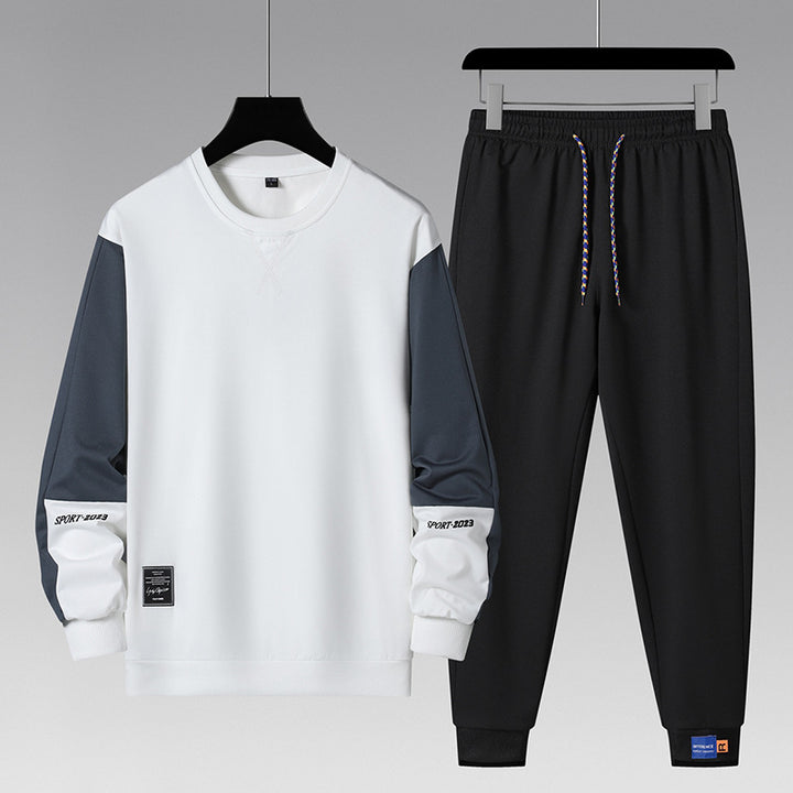 Herren sportliches Jogginganzug-Set mit kontrastärmeln, elastischem Bund und atmungsaktivem Sweatshirt Echoarchiv