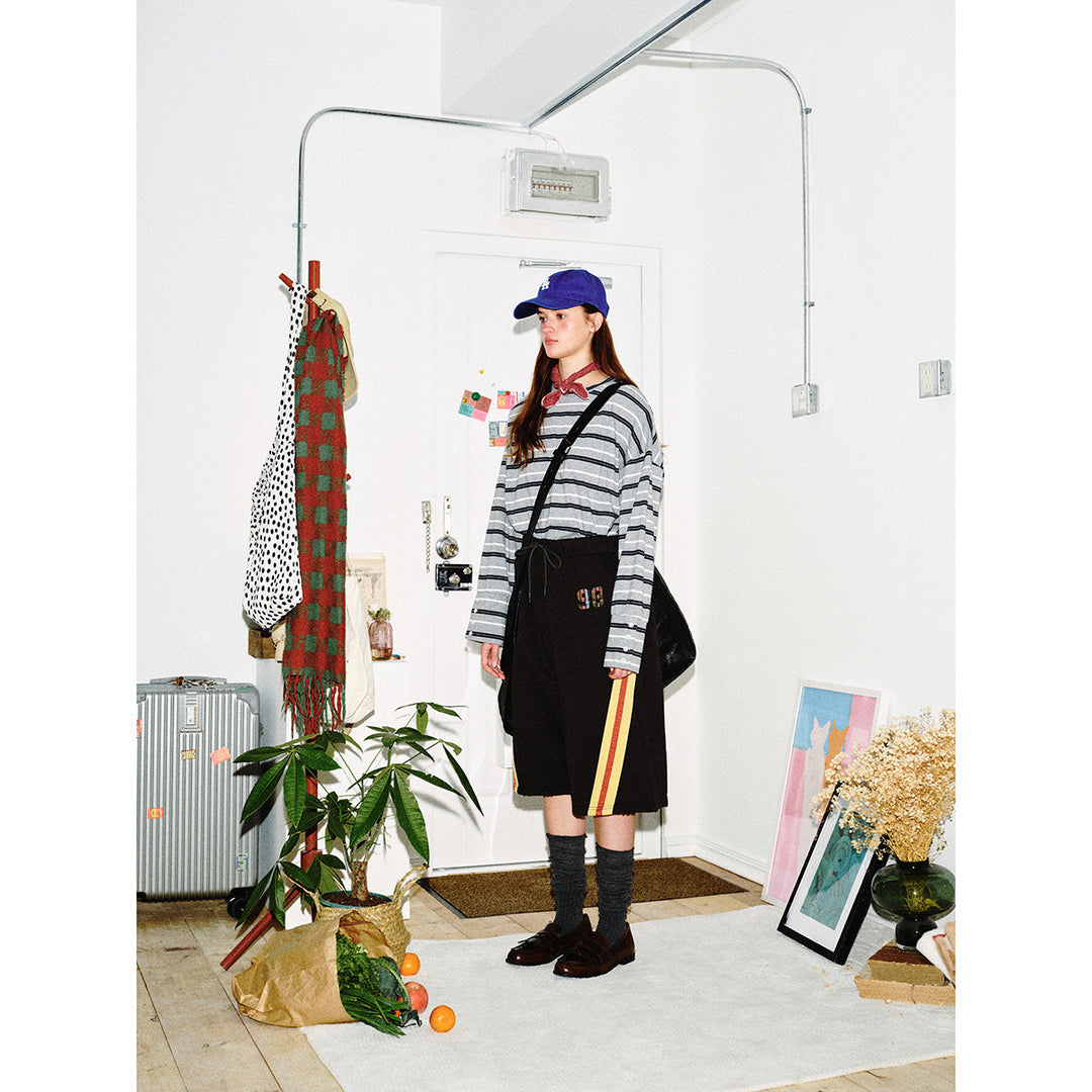 Unisex Gestreiftes Langarmshirt im maritimen Oversize‑Look mit Rippkragen Echoarchiv